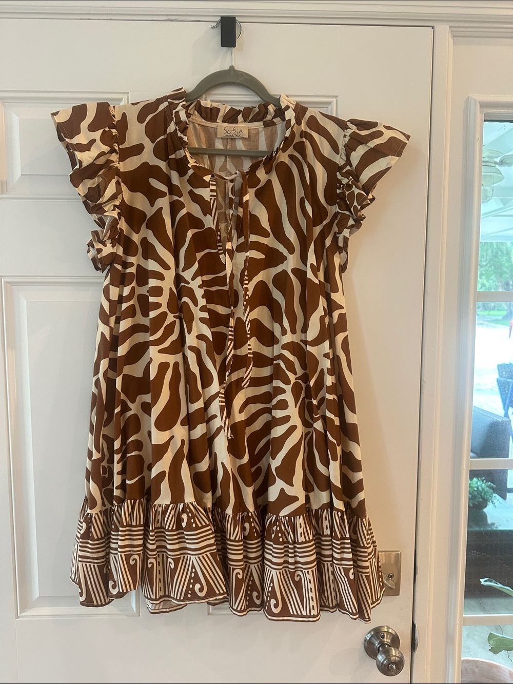 Sofia Brown & Cream Animal-Print short Sleeve Dress